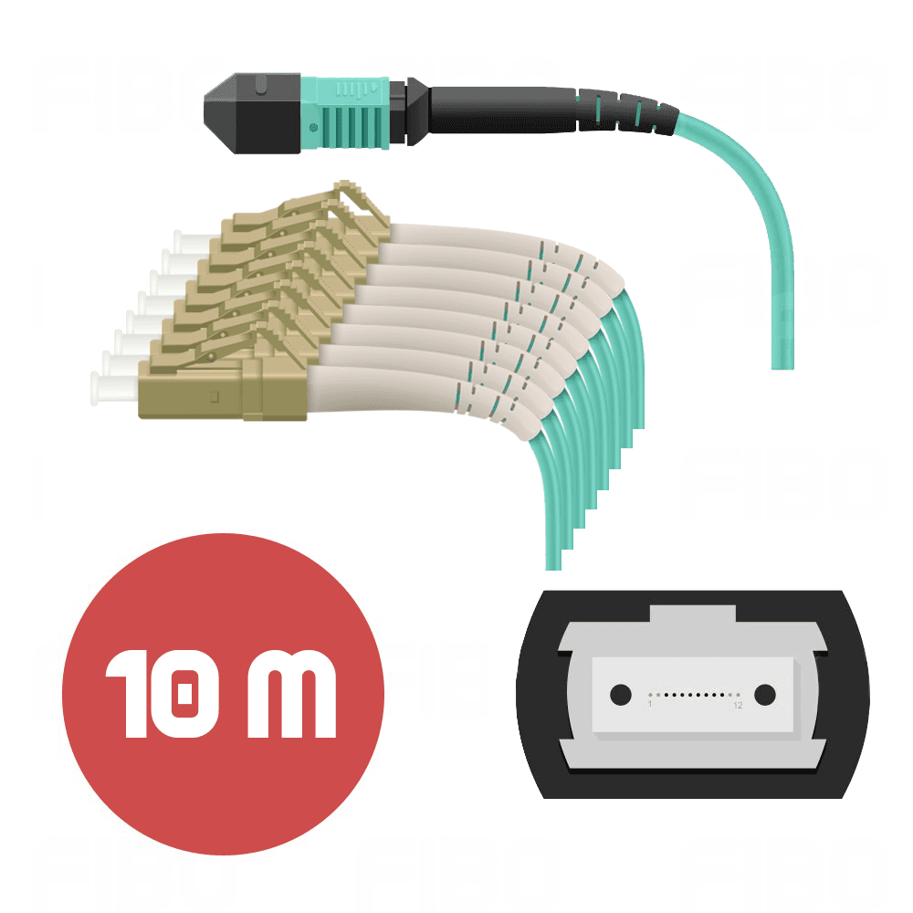 Патч-корд MPO/UPC-8LC/UPC MM OM4 LSZH - 10м