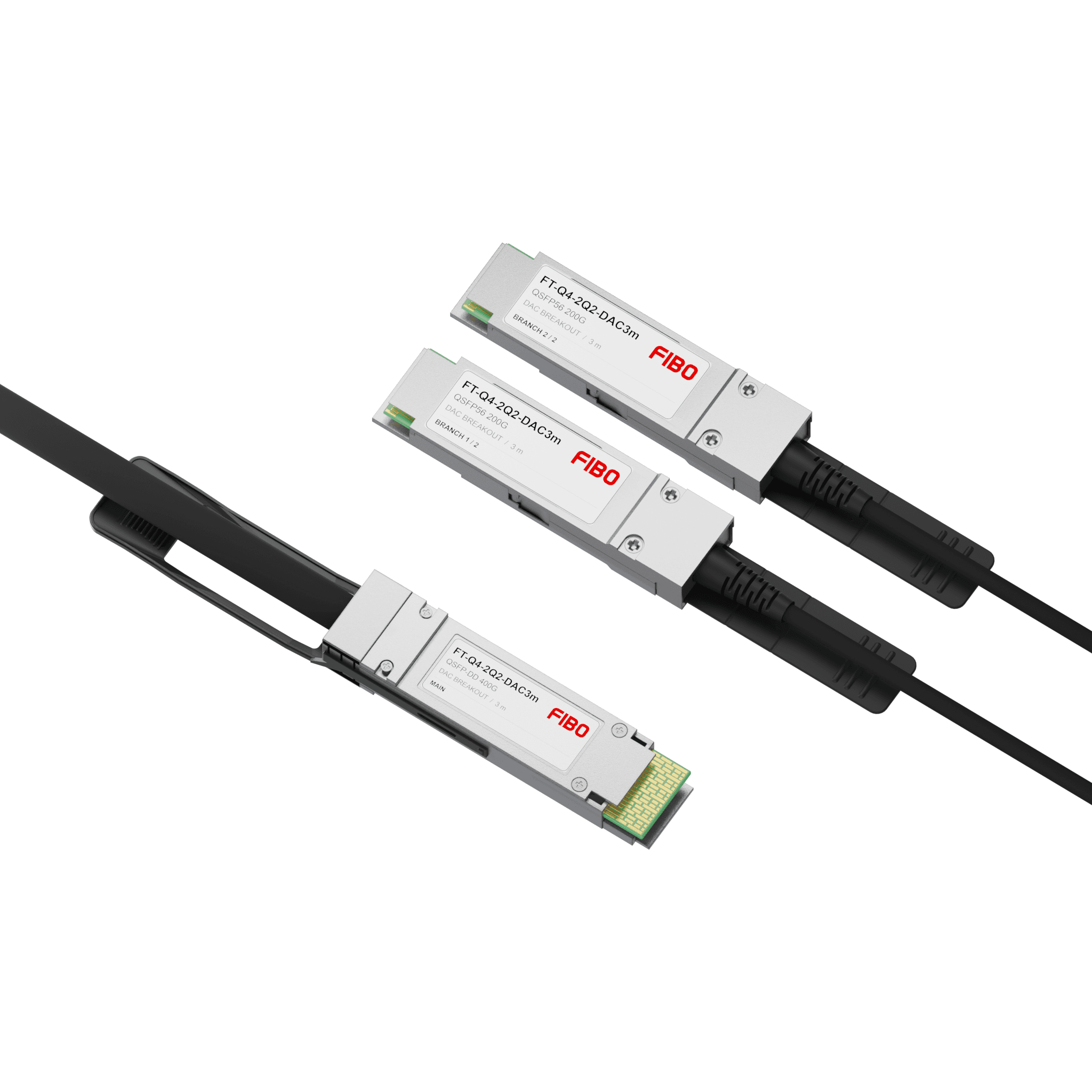 FIBO FT-Q4-2Q2-DAC3m QSFP56-DD 400G to 2x200G QSFP56 DAC breakout модуль, 3 метра