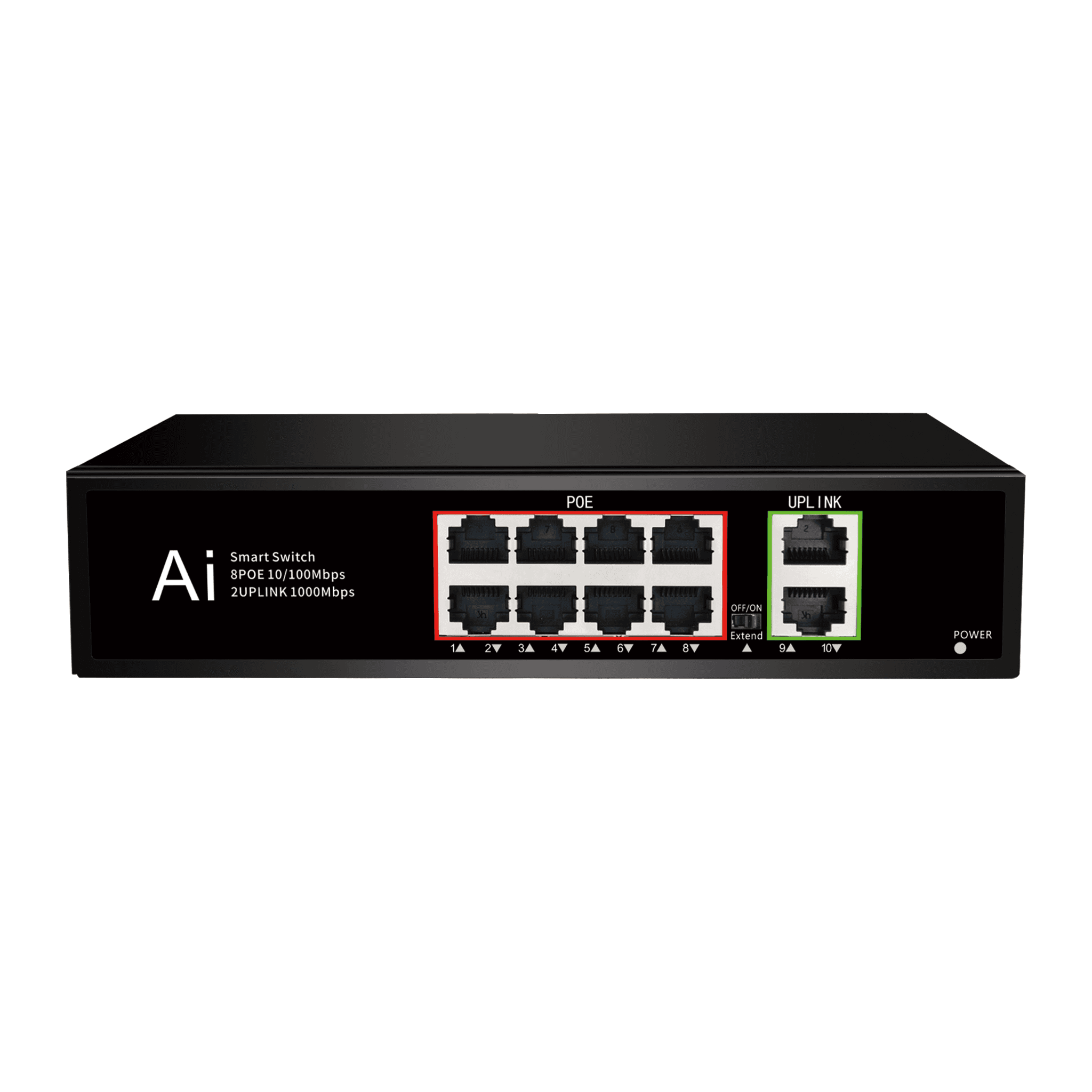 Коммутатор неуправляемый POE FT-S118FP-2T 8*10/100M RJ45 POE, 2*10/100M/1000 RJ45, корпус металл