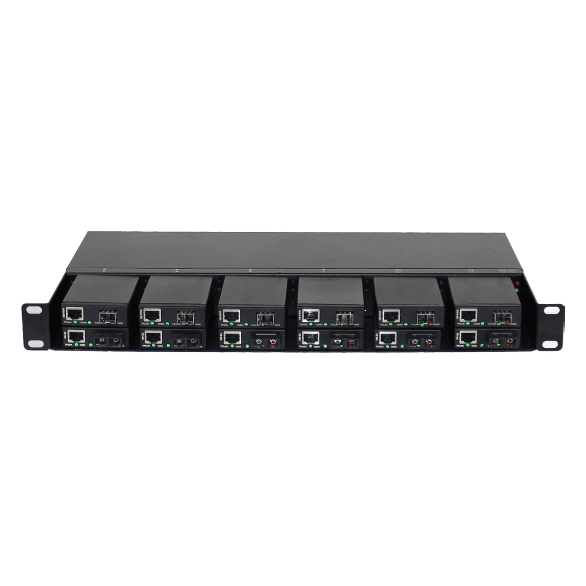 FT-CHASSIS-12-1U MFMC-12DP шасси для медиаконвертеров, 12 слотов в 1U для монтажа в 19-дюймовую стойку