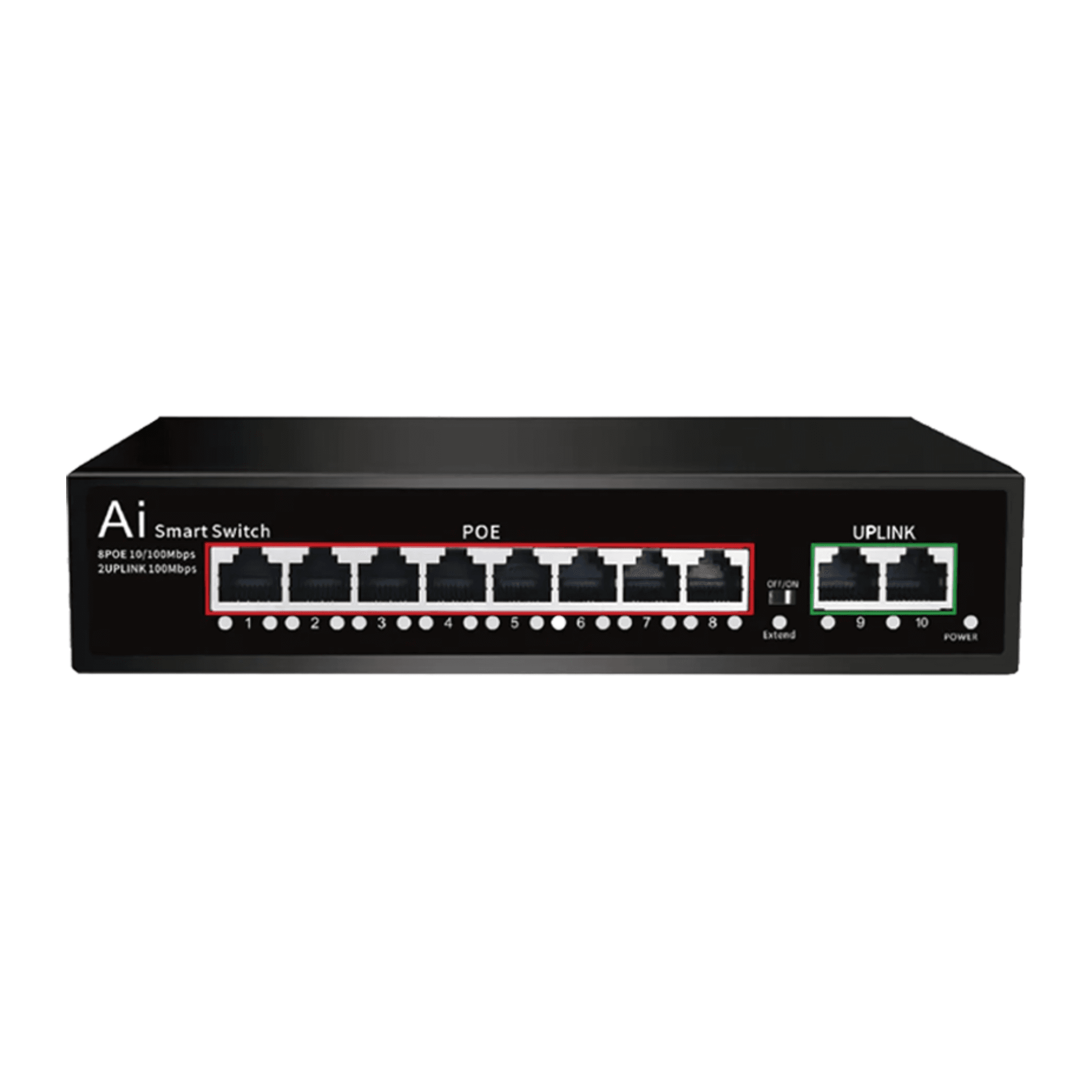 Коммутатор неуправляемый POE FT-S118FP-2F 8*10/100M RJ45 POE, 2*10/100M RJ45, корпус металл