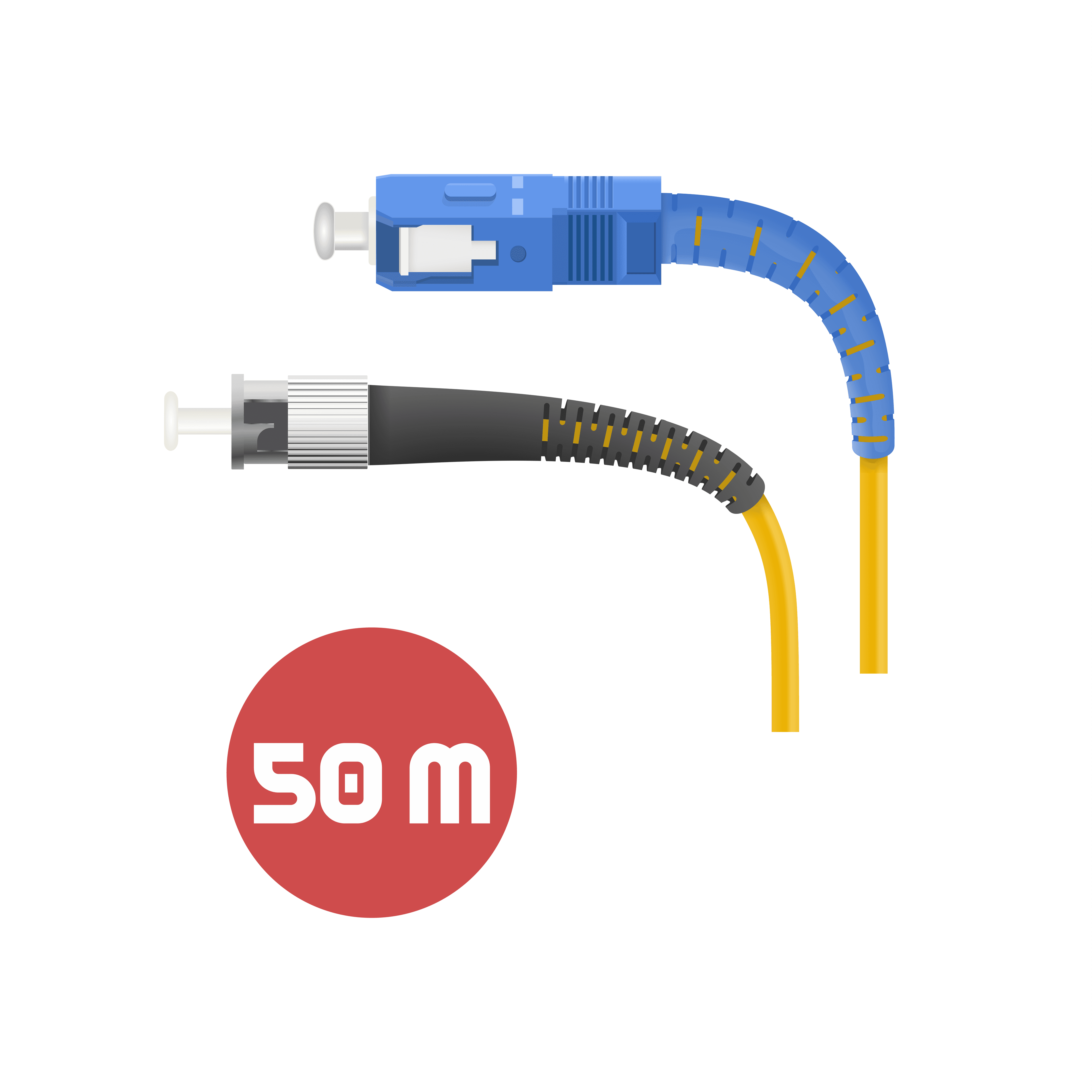 Патч-корд SC(UPC) - ST(UPC) SX SM G.652D 3мм LSZH - 50м