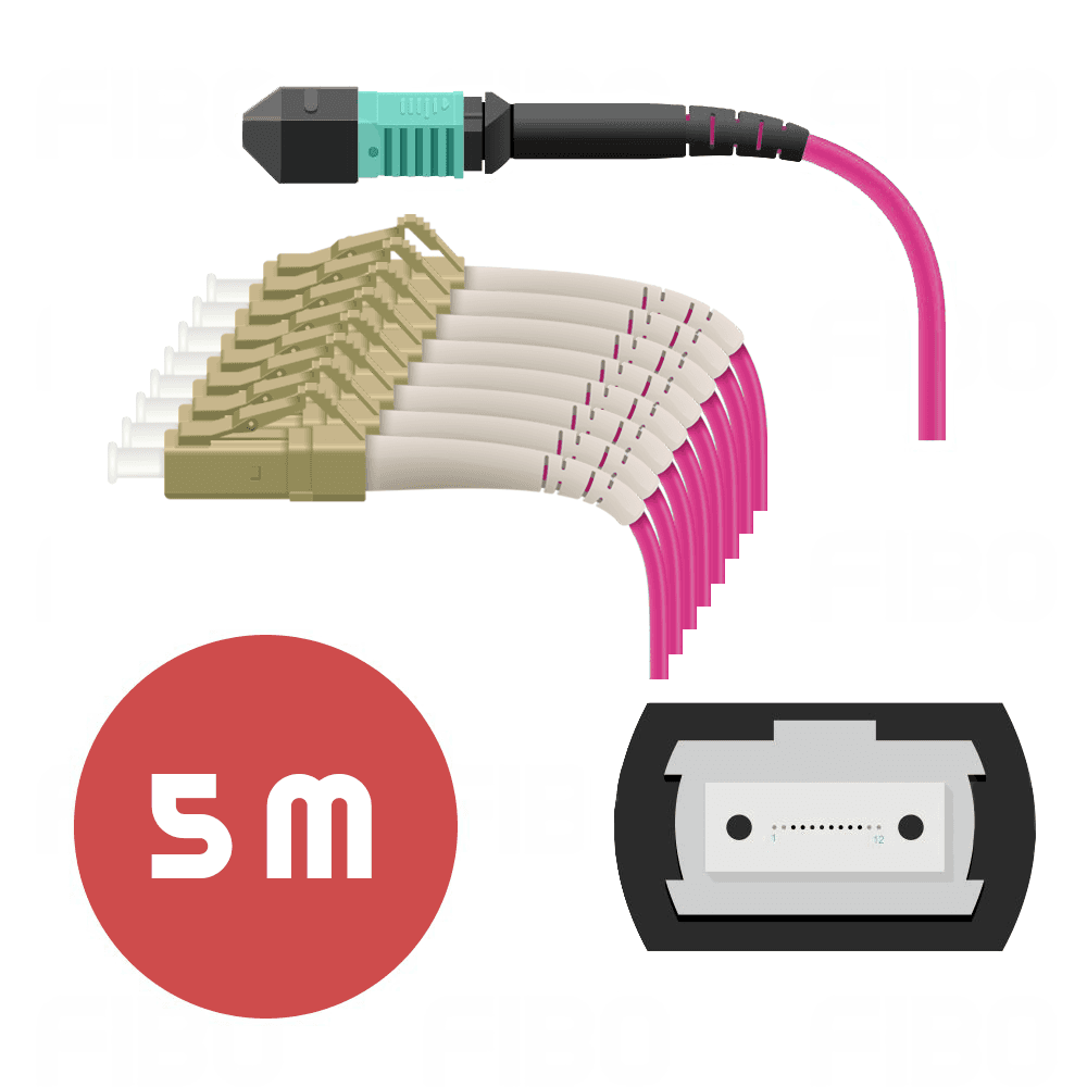 Патч-корд MPO/UPC-8LC/UPC MM OM4 LSZH - 5м