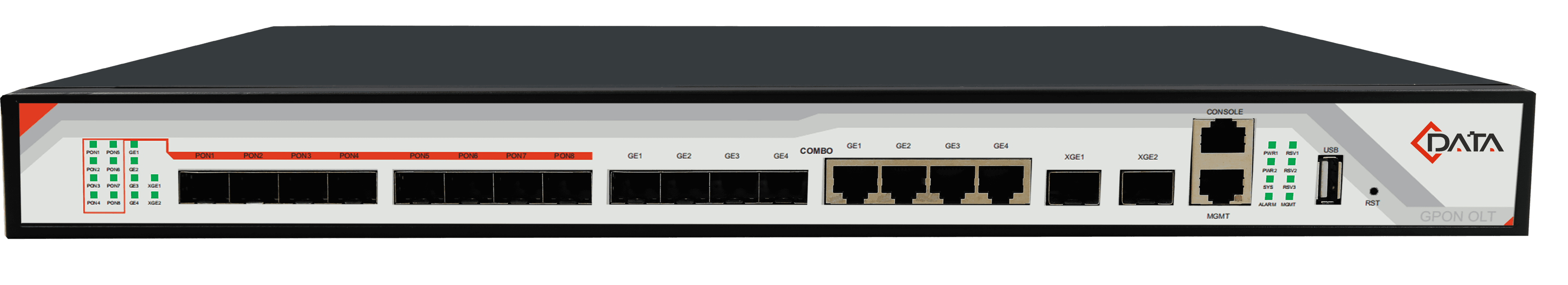 Оптический линейный терминал C-DATA GPON FD1608S-B1 (8 портовый ОЛТ)с 8 портами GPON (SFP), 4 GE комбо-порта, 2 SFP+ порта, 2 БП АC