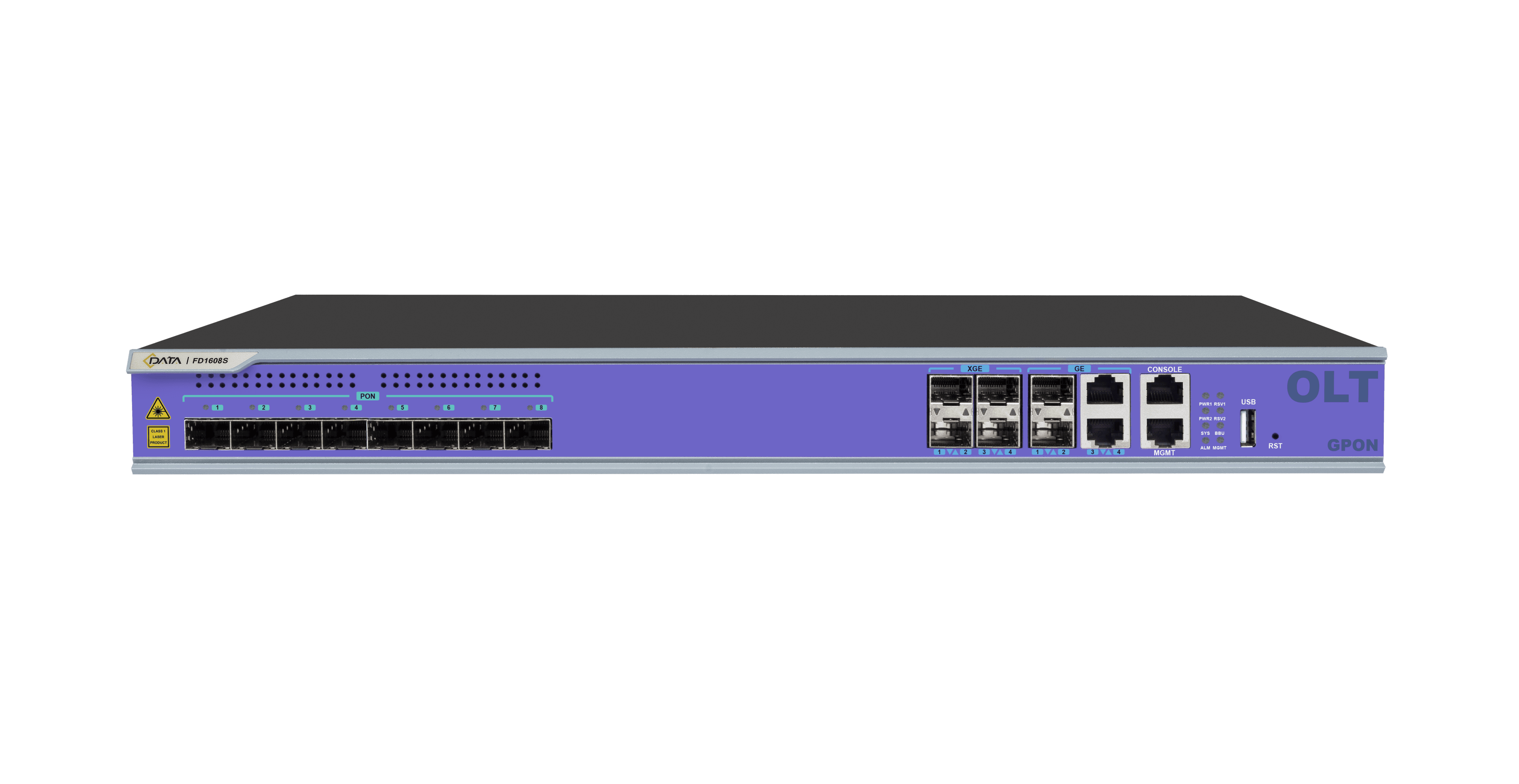 Оптический линейный терминал C-Data GPON FD1608S-B2 (8 портовый ОЛТ) с 8 портами GPON (SFP), 2 GE + 2 SFP порта, 4 SFP+ порта, 1 БП АC + BBU, web 3.0