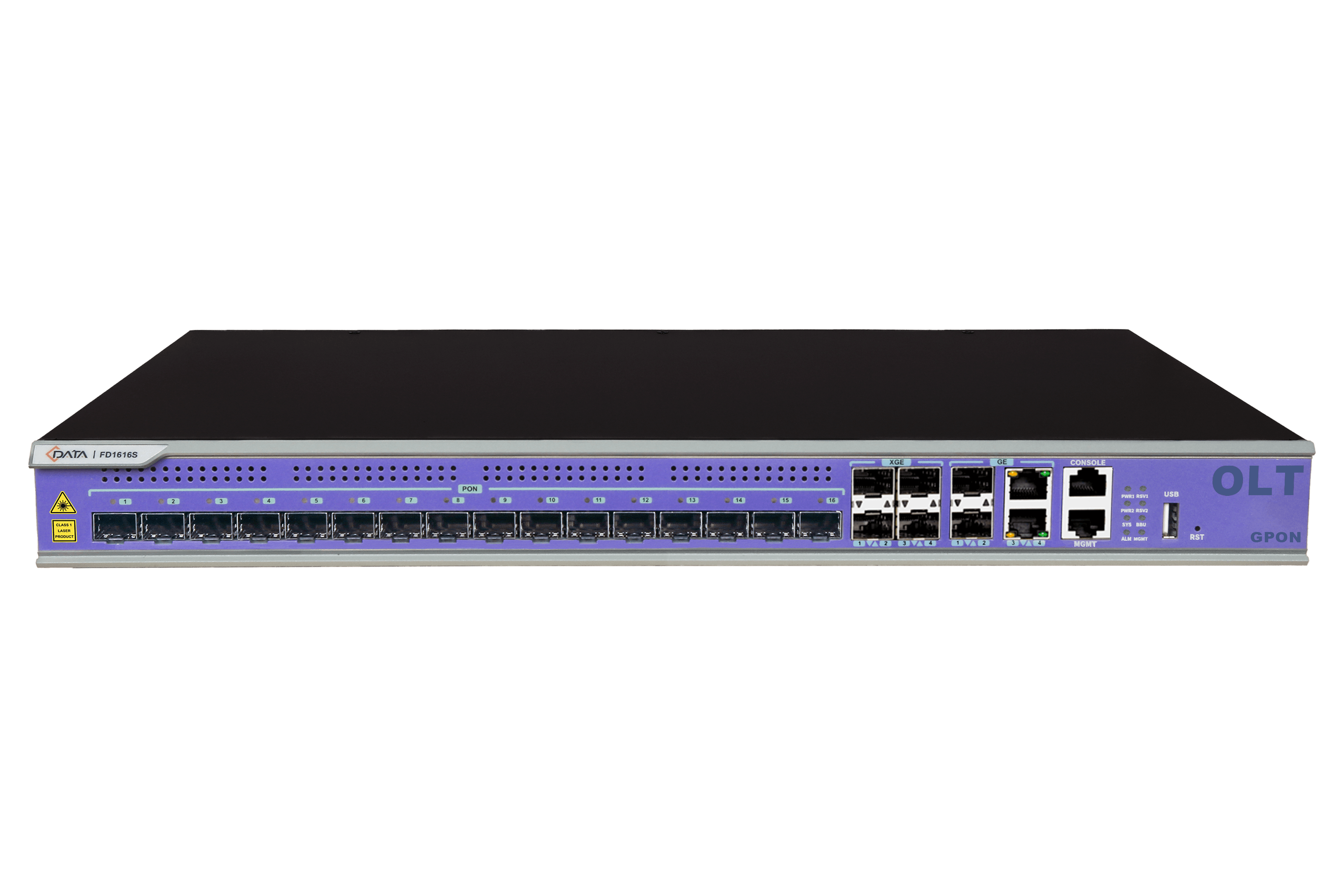 Оптический линейный терминал C-Data GPON FD1616S-B2 (16 портовый ОЛТ) с 16 портами GPON (SFP), 2 GE + 2 SFP порта, 4 SFP+ порта, 1 БП АC + BBU, web 3.0